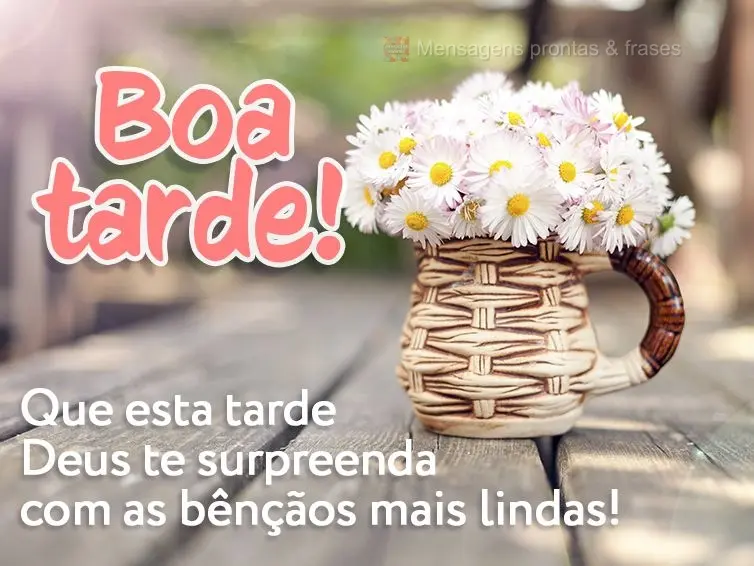 Que esta tarde Deus te surpreenda com as bênçãos mais lindas! Boa tarde!