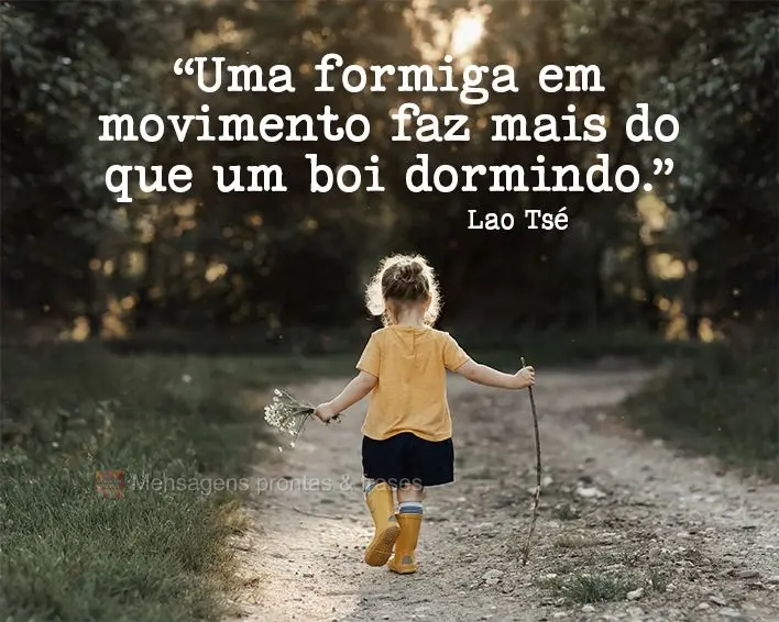 “Uma formiga em movimento faz mais do que um boi dormindo.” Lao Tsé