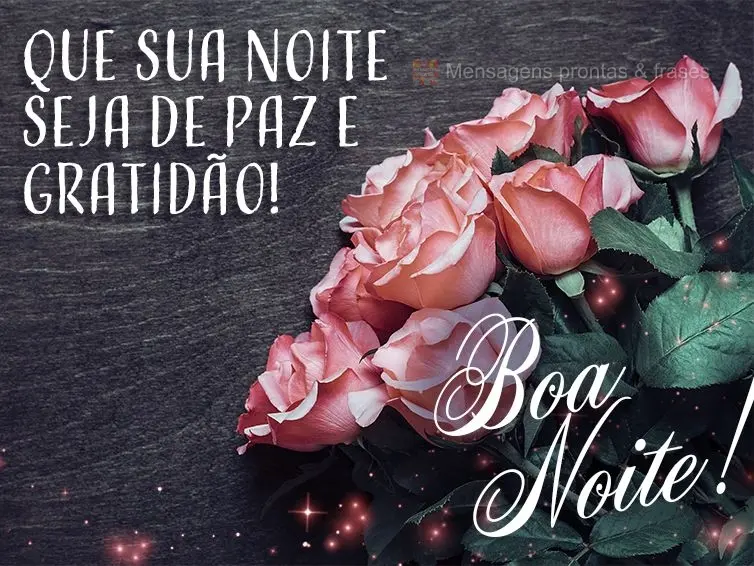 Que sua noite seja de paz e gratidão! Boa noite!