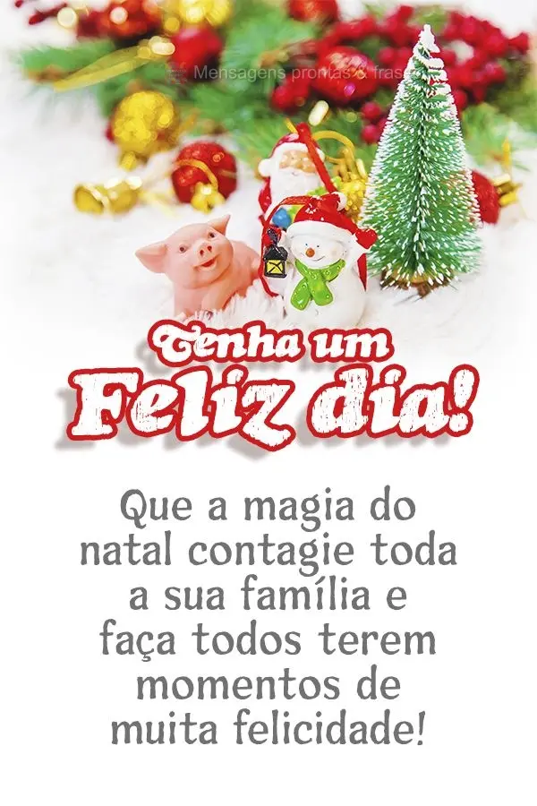 Que a magia do natal contagie toda a sua família e faça todos terem momentos de muita felicidade! Tenha um Feliz dia!