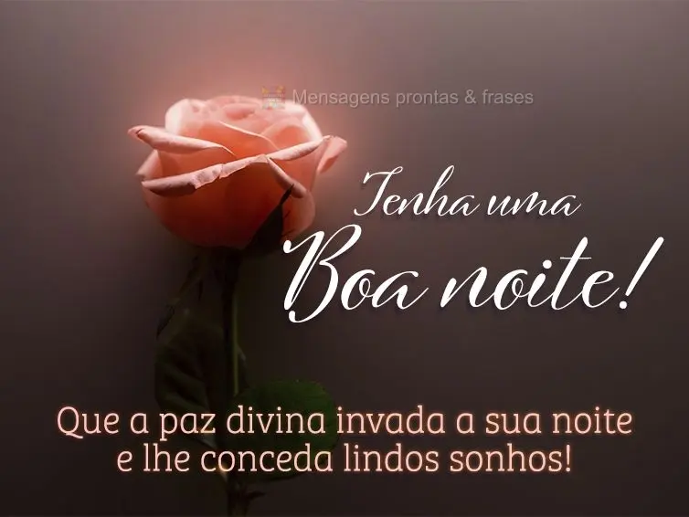 Que a paz divina invada a sua noite e lhe conceda lindos sonhos! Tenha uma Boa noite!