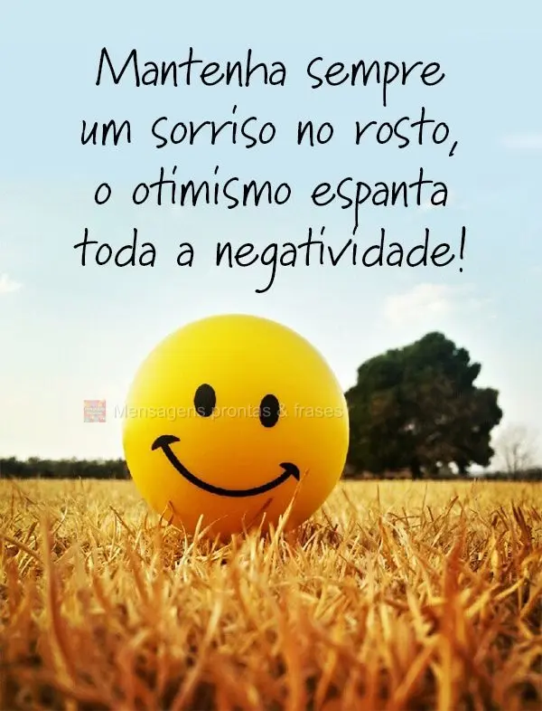 Mantenha sempre um sorriso no rosto, o otimismo espanta toda a negatividade!