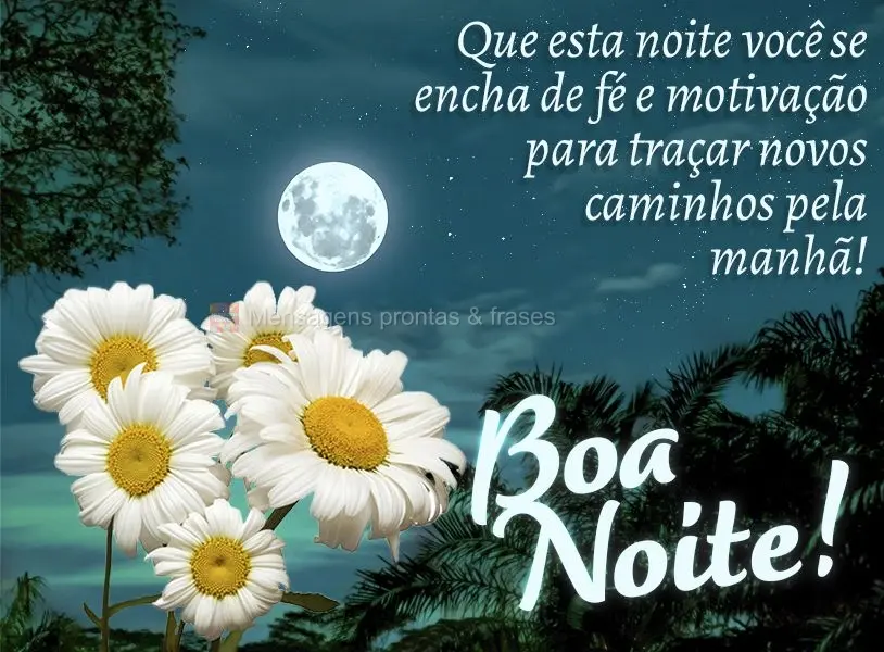 Que esta noite você se encha de fé e motivação para traçar novos caminhos pela manhã! Boa noite!