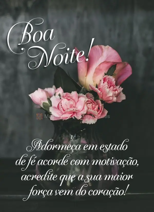 Adormeça em estado de fé, acorde com motivação, acredite que a sua maior força vem do coração! Boa noite! 