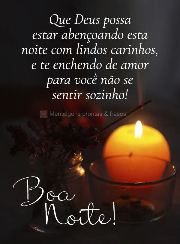 Que Deus possa abençoar esta noite com lindos carinhos e te encha de amor para você não se sentir sozinho! Boa noite! 