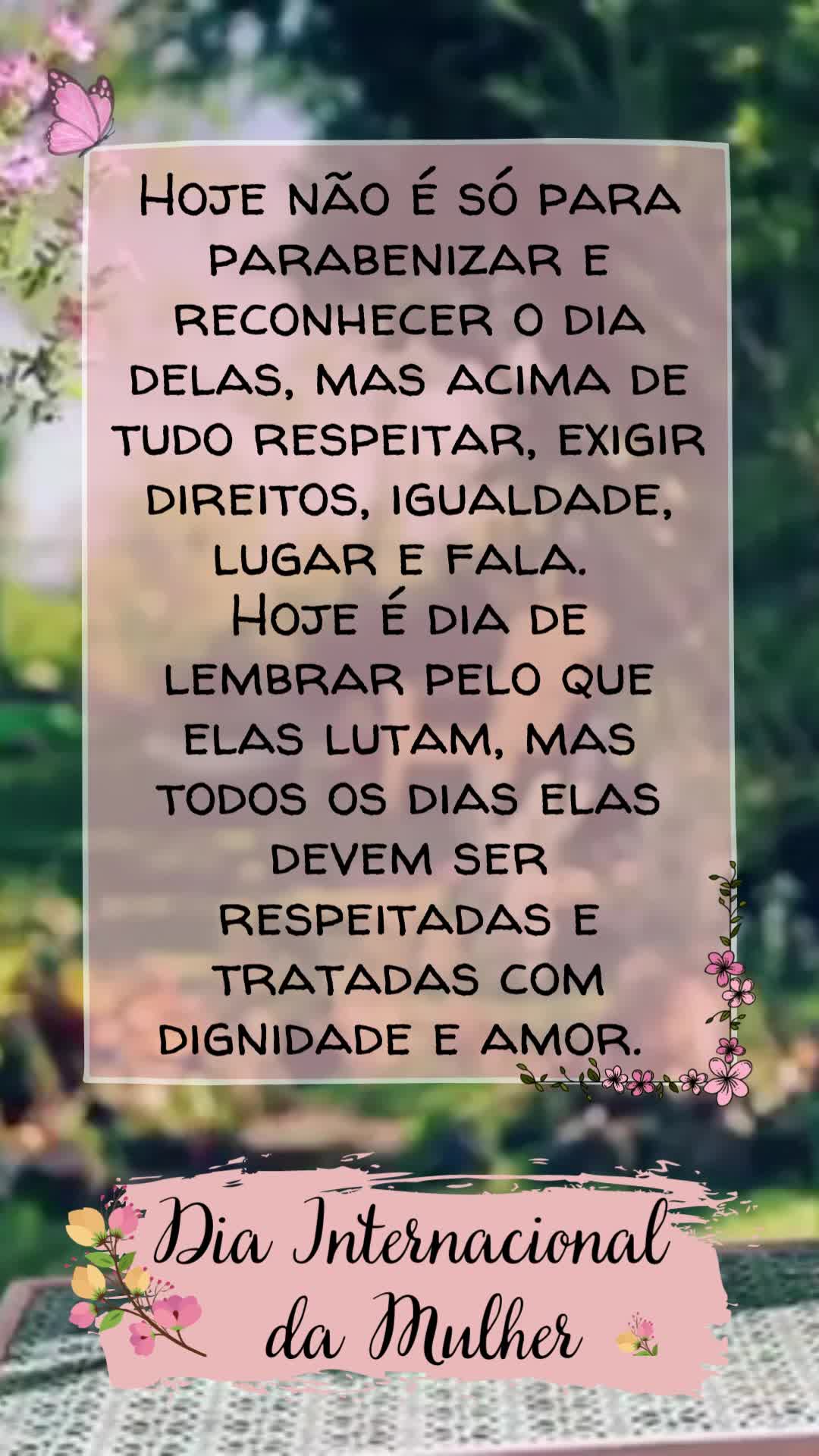 Hoje não é só para parabenizar e reconhecer o dia delas, mas acima de tudo respeitar, exigir seus direitos, a igualdade, o lugar e a fala. 
Hoje é d...