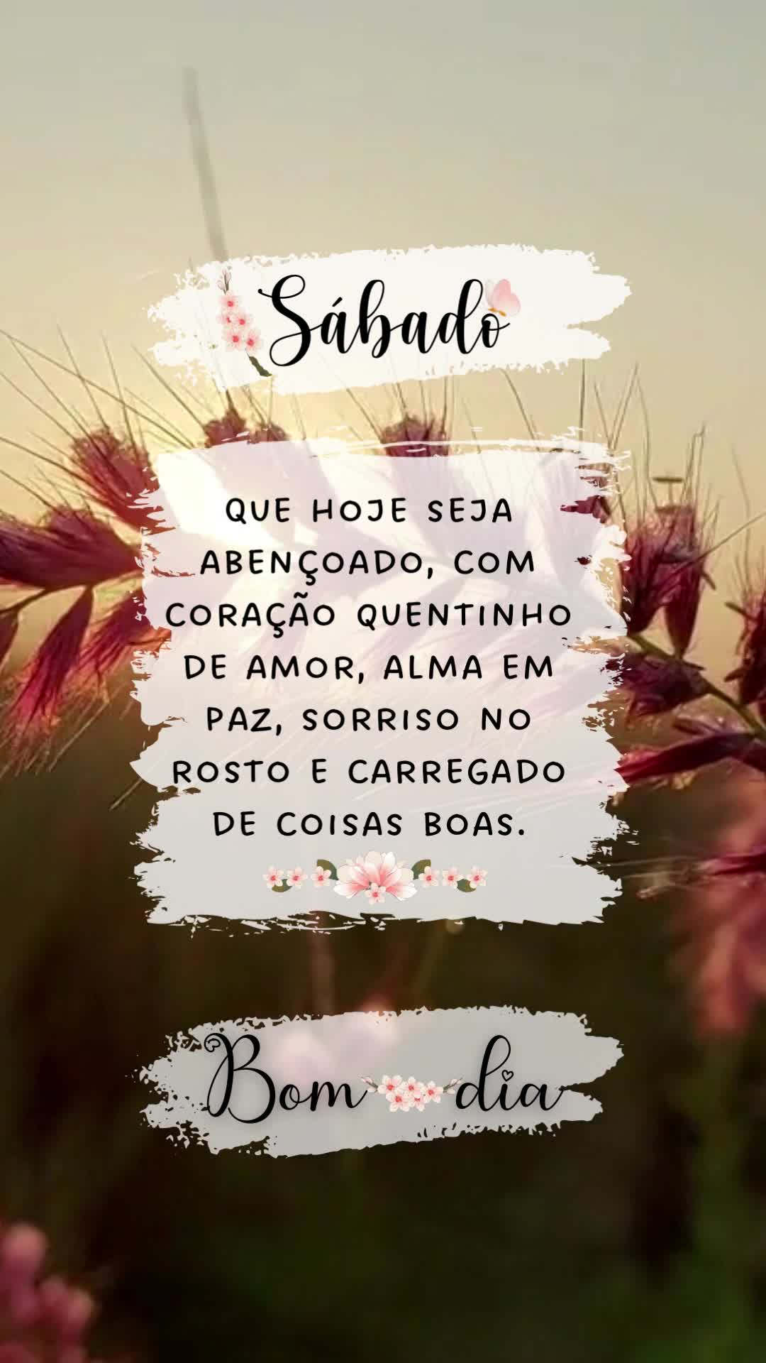 Sábado 
Que hoje seja abençoado, com coração quentinho de amor, alma em paz, sorriso no rosto e carregado de coisas boas.
Bom dia
