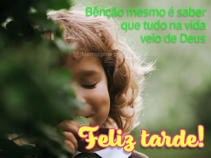 Bênção mesmo é saber que tudo na vida veio de Deus. Feliz tarde!