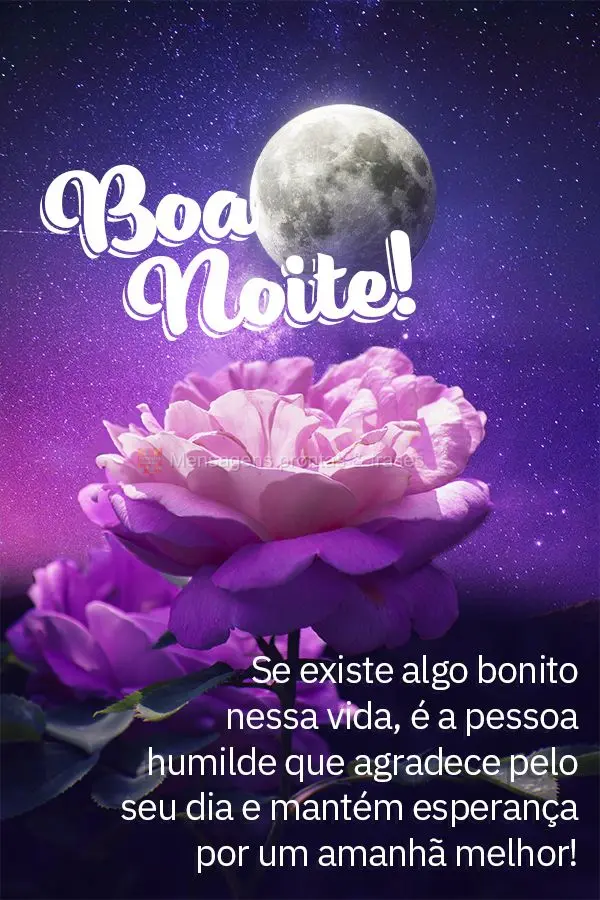 Se existe algo bonito nessa vida, é a pessoa humilde que agradece pelo seu dia e mantém esperança por um amanhã melhor! Boa noite!