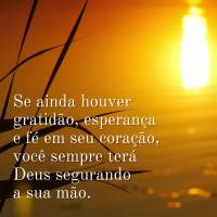 Se ainda houver gratidão, esperança e fé em seu coração, você sempre terá Deus segurando a sua mão!