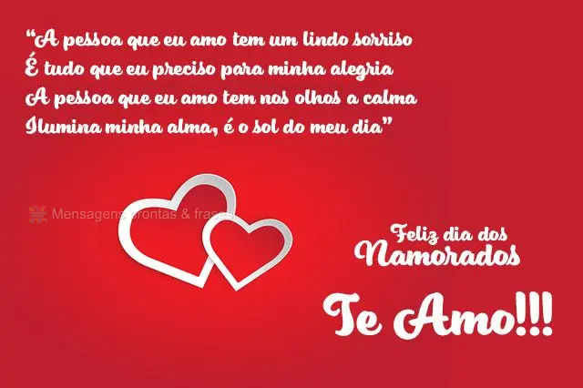 “A pessoa que eu amo tem um lindo sorriso
É tudo que eu preciso para minha alegria
A pessoa que eu amo tem nos olhos a calma
Ilumina minha alma, é...