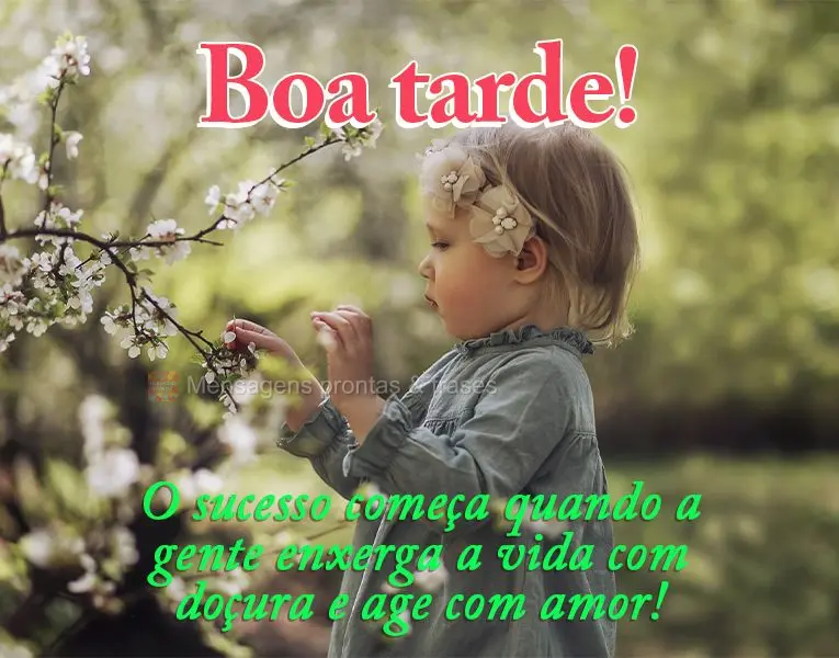 O sucesso começa quando a gente enxerga a vida com doçura e age com amor!  Boa tarde!