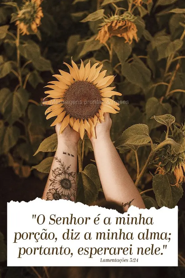 "O Senhor é a minha porção, diz a minha alma; portanto, esperarei nele." Lamentações 3:24