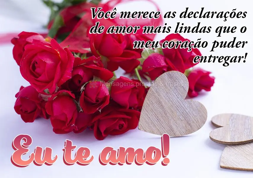 Você merece as declarações de amor mais lindas que o meu coração puder entregar! Eu te amo!