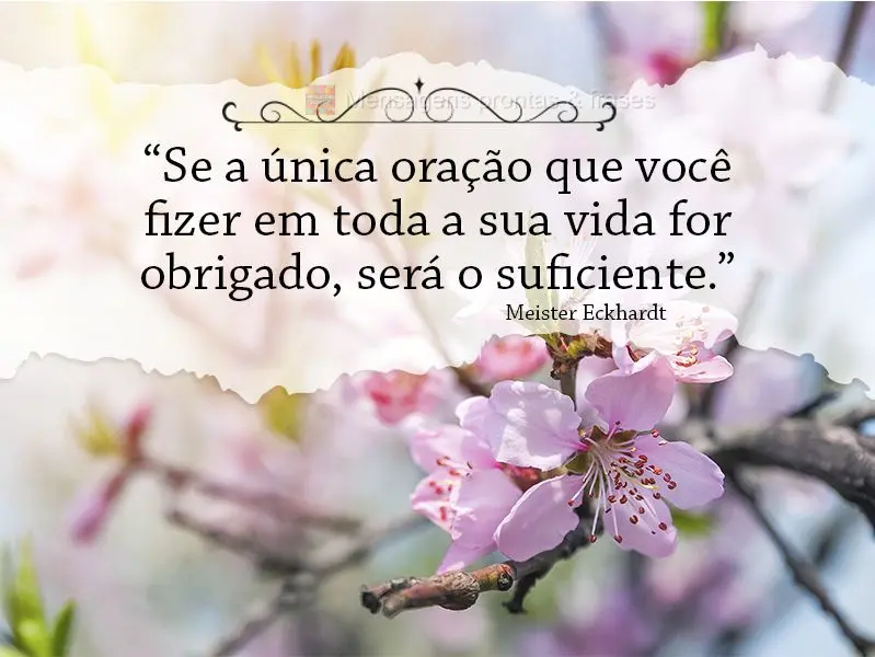 “Se a única oração que você fizer em toda a sua vida for 'obrigado', será o suficiente.” Meister Eckhardt