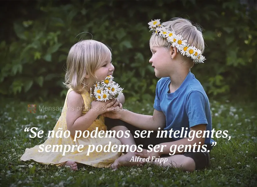 “Se não podemos ser inteligentes, sempre podemos ser gentis.” Alfred Fripp