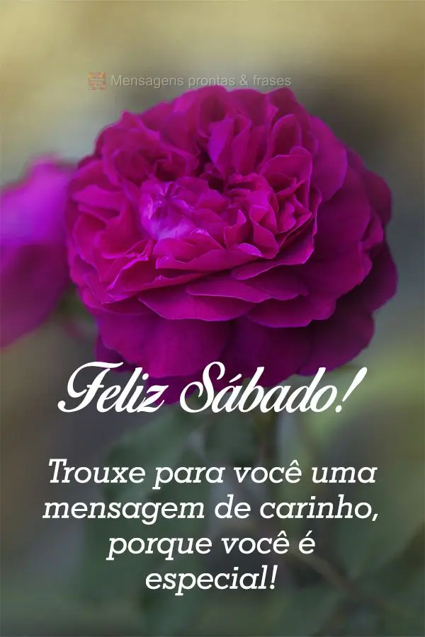 Trouxe para você uma mensagem de carinho, porque você é especial! Feliz Sábado! 