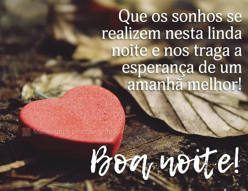 Que os sonhos se realizem nesta linda noite e nos traga a esperança de um amanhã melhor! Boa noite! 