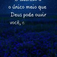 O silêncio é o único meio que Deus pode ouvir você, e se você prestar atenção e orar com fé, você ouvirá Ele também! Boa noite!
