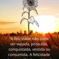 “A felicidade não pode ser viajada, possuída, conquistada, vestida ou consumida. A felicidade é a experiência espiritual de viver cada minuto com a...