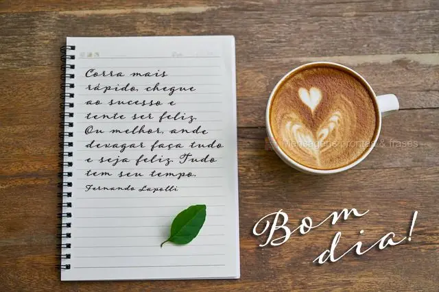 Corra mais rápido, chegue ao sucesso e tente ser feliz. Ou melhor, ande devagar, faça tudo e seja feliz. Tudo tem seu tempo. 
 Bom dia! Fernando Lapol...
