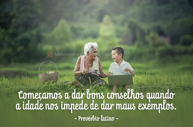 Começamos a dar bons conselhos quando a idade nos impede de dar maus exemplos. 
 Provérbio latino 