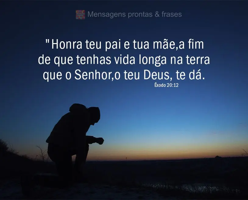 "Honra teu pai e tua mãe, a fim de que tenhas vida longa na terra que o Senhor, o teu Deus, te dá." Êxodo 20,12