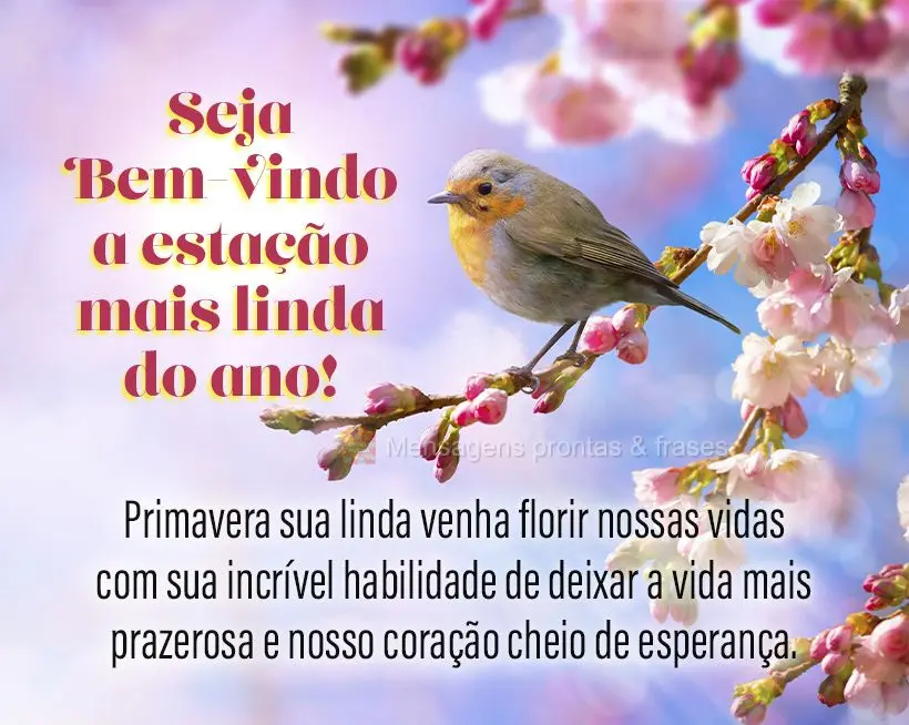 Primavera sua linda! Venha florir nossas vidas com sua incrível habilidade de deixar a vida mais prazerosa e nosso coração cheio de esperança. Seja B...