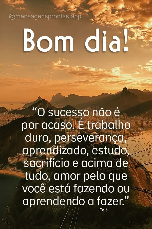 “O sucesso não é por acaso. É trabalho duro, perseverança, aprendizado, estudo, sacrifício e acima de tudo, amor pelo que você está fazendo ou a...