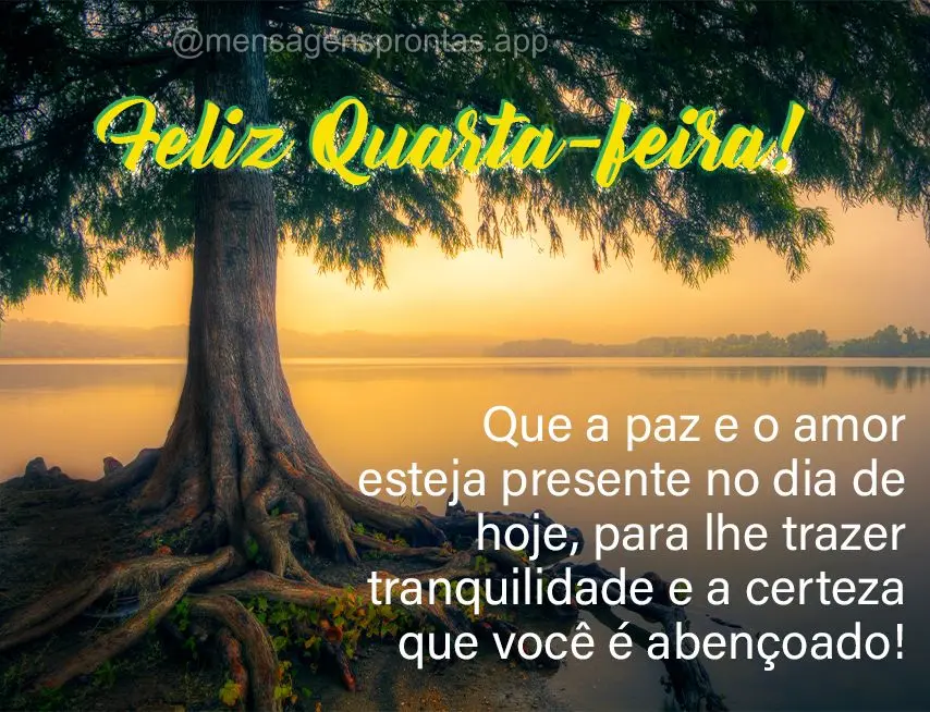 Que a paz e o amor esteja presente no dia de hoje, para lhe trazer tranquilidade e a certeza que você é abençoado! Feliz Quarta-feira!