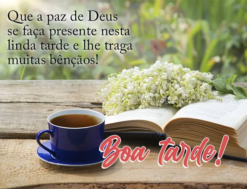 Que a paz de Deus se faça presente nesta linda tarde e lhe traga muitas bênçãos! Boa tarde! 