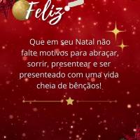 Que em seu Natal não falte motivos para abraçar, sorrir, presentear e ser presenteado com uma vida cheia de bênçãos!  Feliz Natal! Próspero Ano Nov...