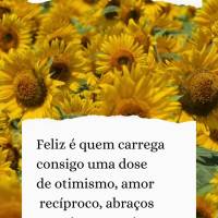 Feliz é quem carrega consigo uma dose de otimismo, amor recíproco, abraços gratuitos e sorrisos contagiantes! Feliz Domingo! 