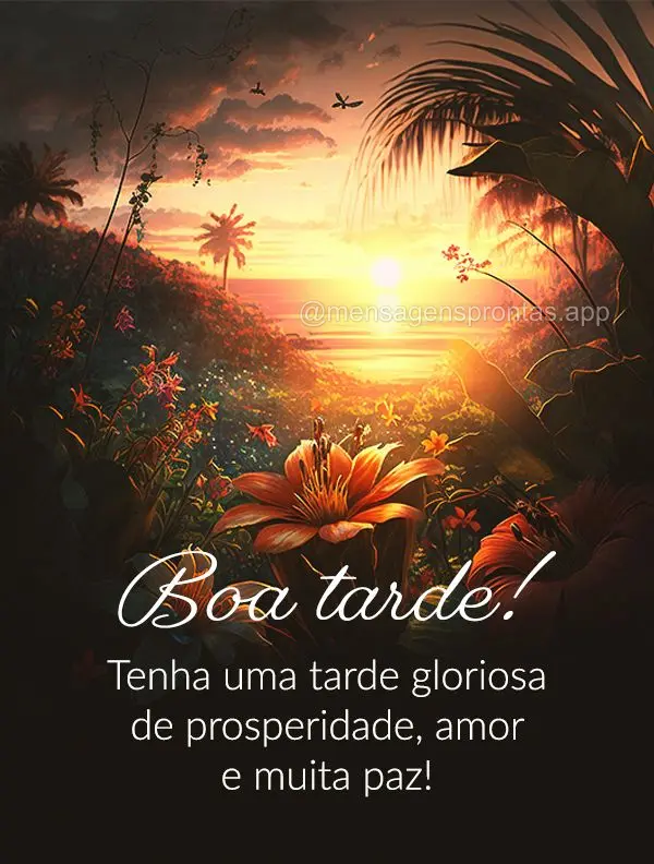 Tenha uma tarde gloriosa de prosperidade, amor e muita paz! Boa tarde!