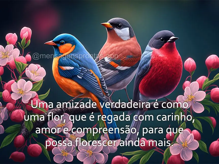 Uma amizade verdadeira é como uma flor, que é regada com carinho, amor e compreensão, para que possa florescer ainda mais.