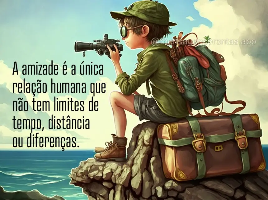 A amizade é a única relação humana que não tem limites de tempo, distância ou diferenças.