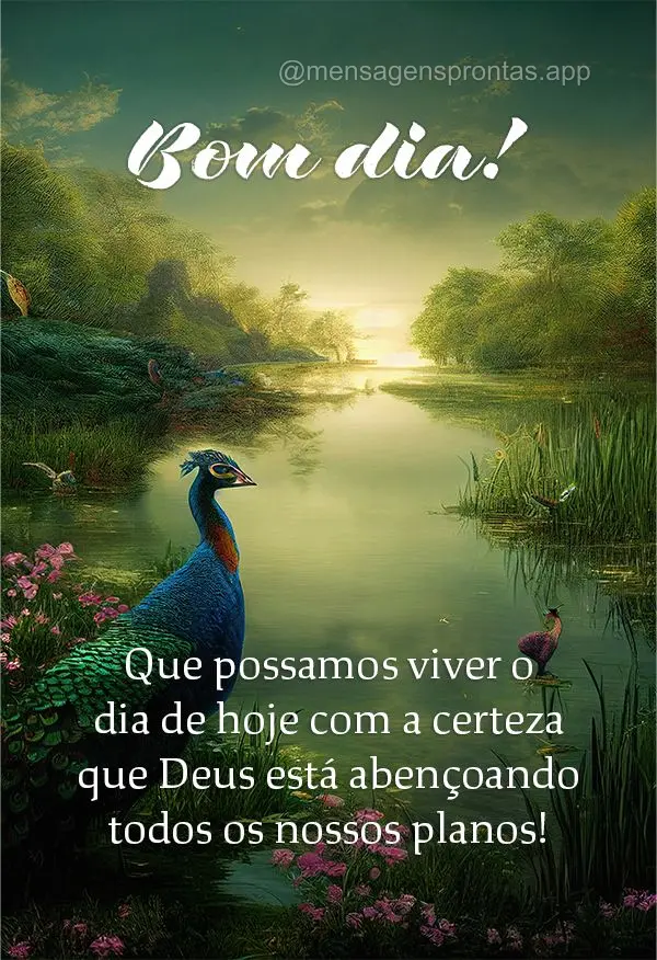 Que possamos viver o dia de hoje com a certeza que Deus está abençoando todos os nossos planos! Bom dia!