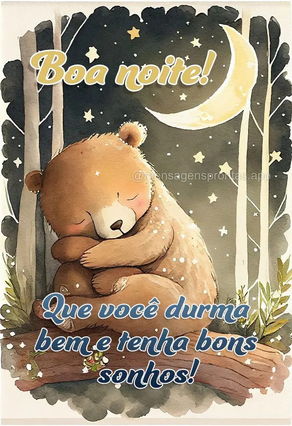 Que você durma bem e tenha bons sonhos! Boa noite!