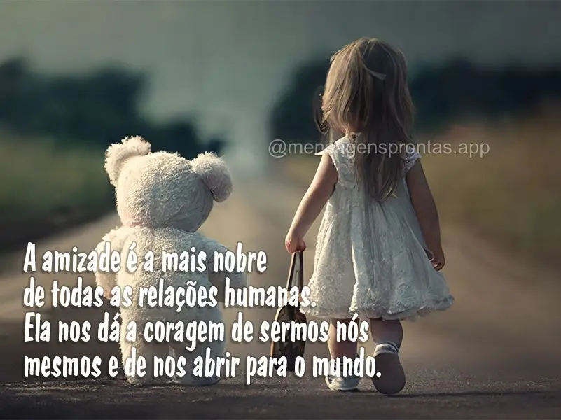 A amizade é a mais nobre de todas as relações humanas. Ela nos dá a coragem de sermos nós mesmos e de nos abrir para o mundo.