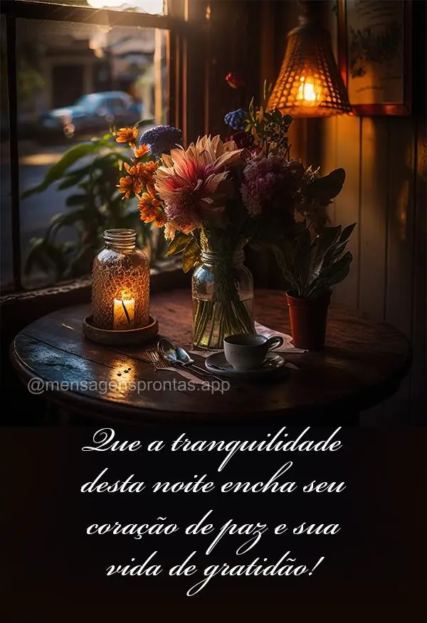 Que a tranquilidade desta noite encha seu coração de paz e sua vida de gratidão!