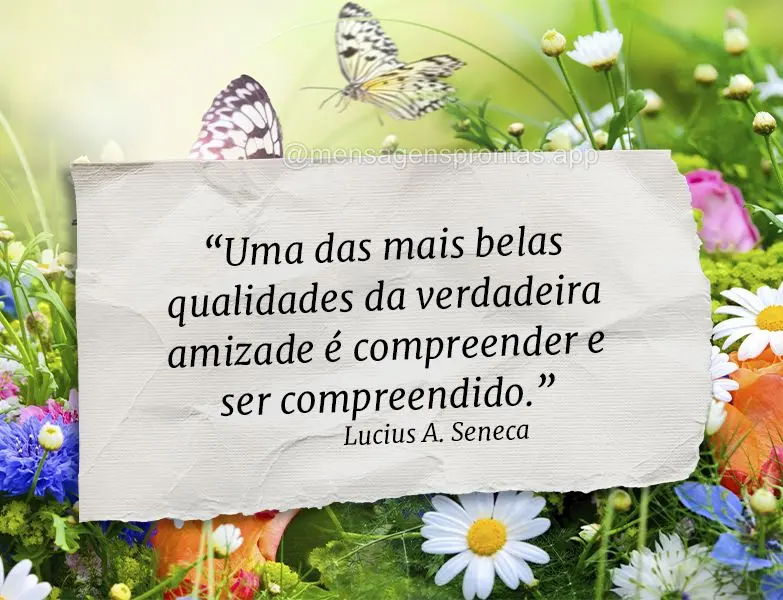 “Uma das mais belas qualidades da verdadeira amizade é compreender e ser compreendido.”  Lucius Annaeus Seneca