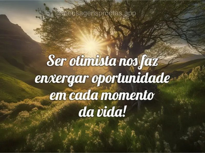 Ser otimista nos faz enxergar oportunidade em cada momento da vida!