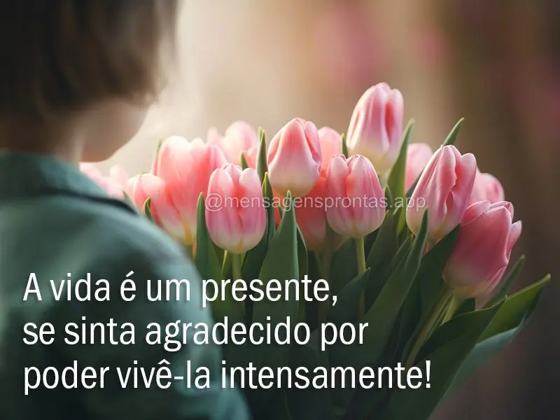 A vida é um presente, se sinta agradecido por poder vivê-la intensamente!