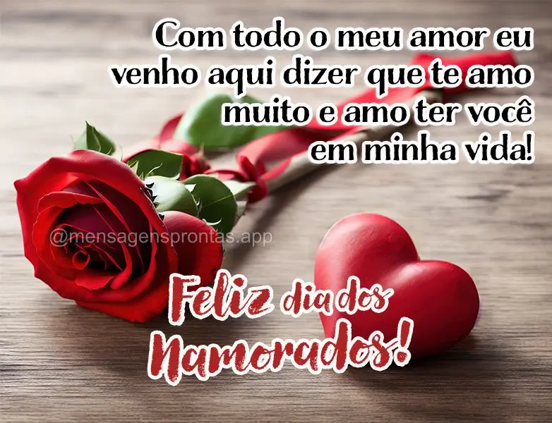 Com todo o meu amor eu venho aqui dizer que te amo muito e amo ter você em minha vida! Feliz Dia dos Namorados!