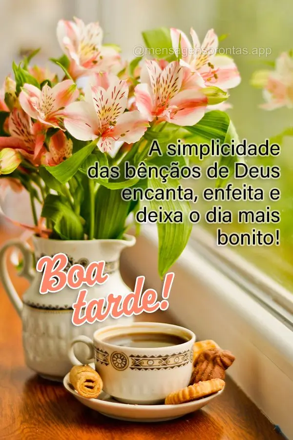 A simplicidade das bênçãos de Deus encanta, enfeita e deixa o dia mais bonito! Boa tarde!