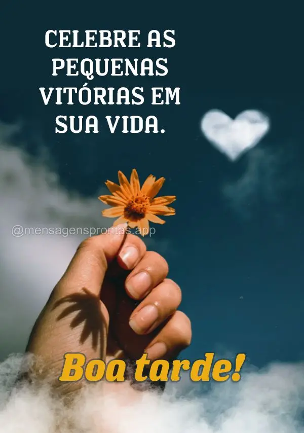 Celebre as pequenas vitórias em sua vida. Boa tarde!