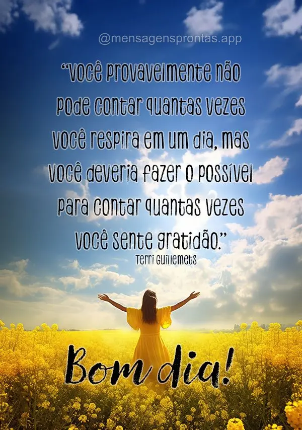 "Você provavelmente não pode contar quantas vezes você respira em um dia, mas você deveria fazer o possível para contar quantas vezes você sente gr...