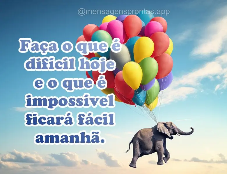 Faça o que é difícil hoje e o que é impossível ficará fácil amanhã.