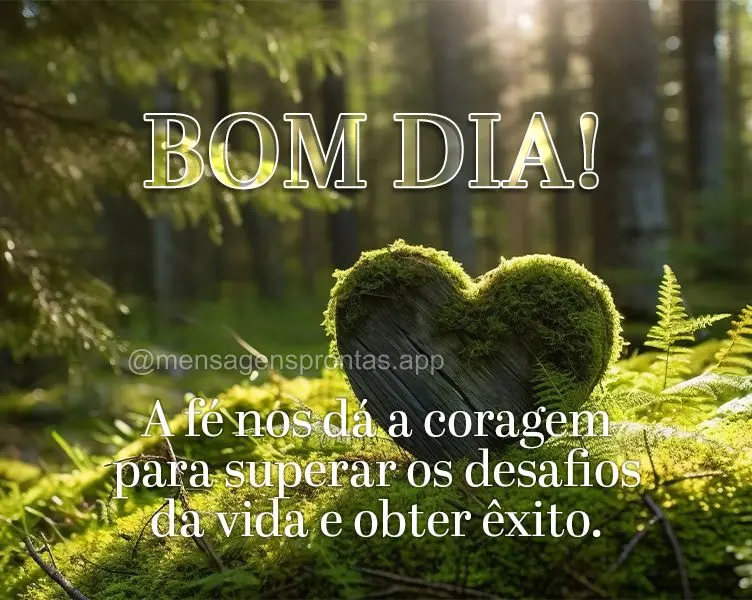 A fé nos dá a coragem para superar os desafios da vida e obter êxito. Bom dia!