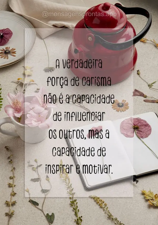 A verdadeira força de carisma não é a capacidade de influenciar os outros, mas a capacidade de inspirar e motivar.